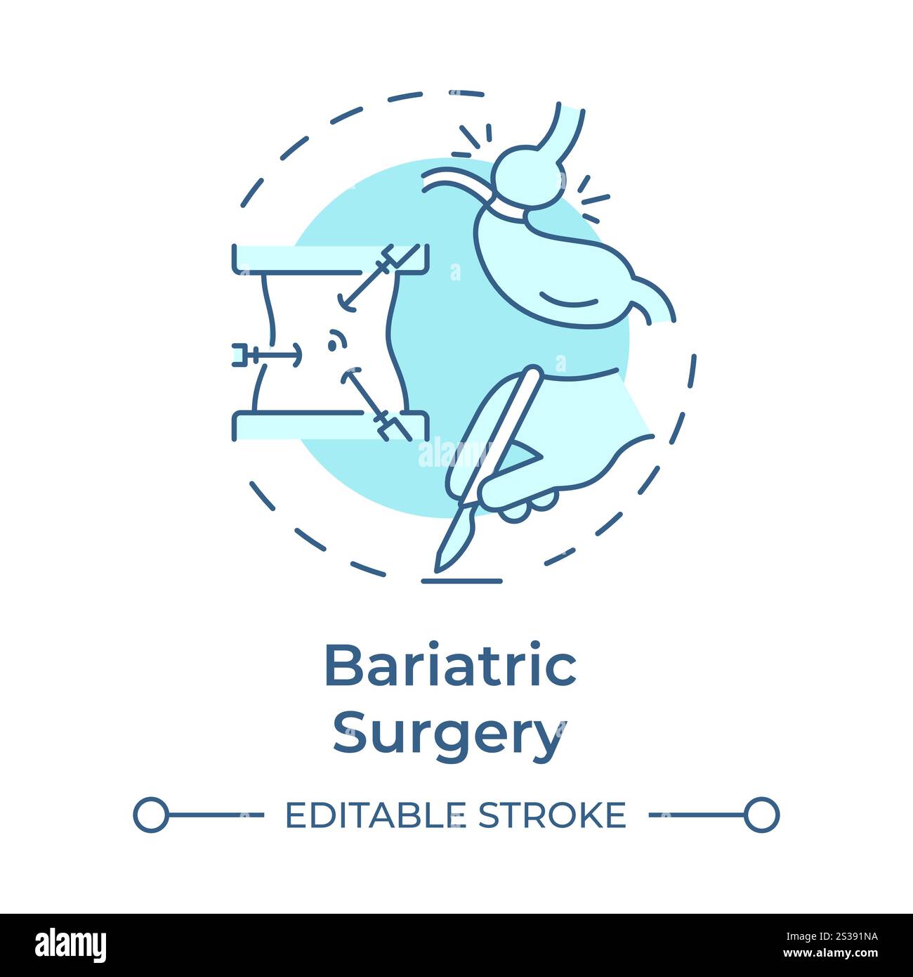 Bariatric surgery soft blue concept icon Stock Vector