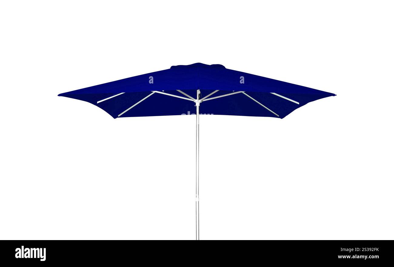 Blue beach umbrella isolated on white background. Blue beach umbrella ...