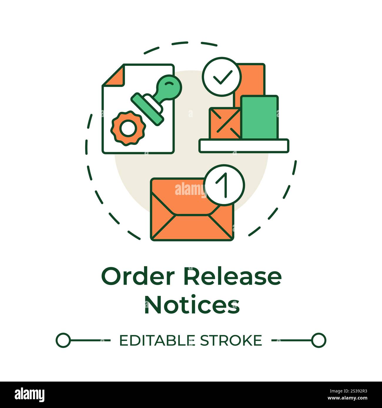 Order release notices multi color concept icon Stock Vector