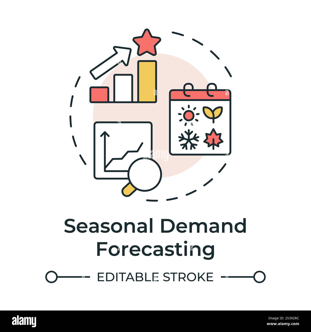 Seasonal demand forecasting multi color concept icon Stock Vector