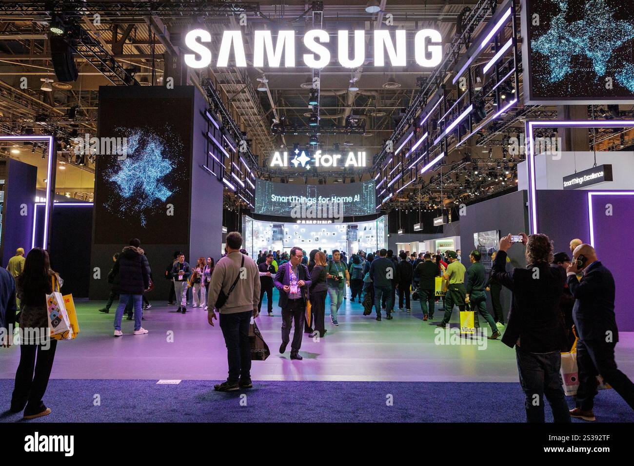 The Samsung booth at the Las Vegas Convention Center during CES 2025 in