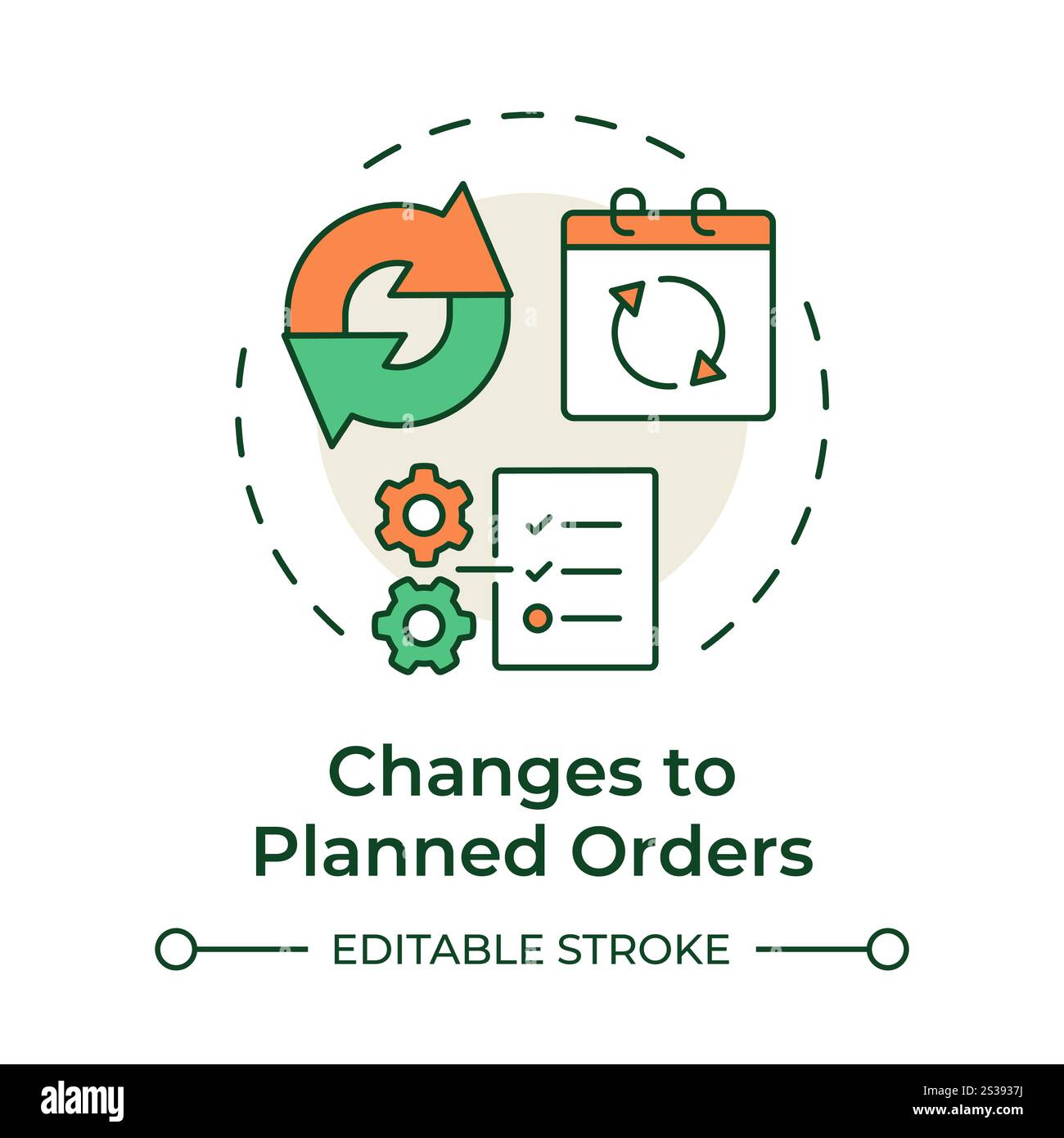 Changes to planned orders multi color concept icon Stock Vector