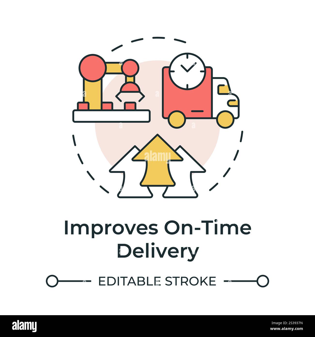 Improves on time delivery multi color concept icon Stock Vector