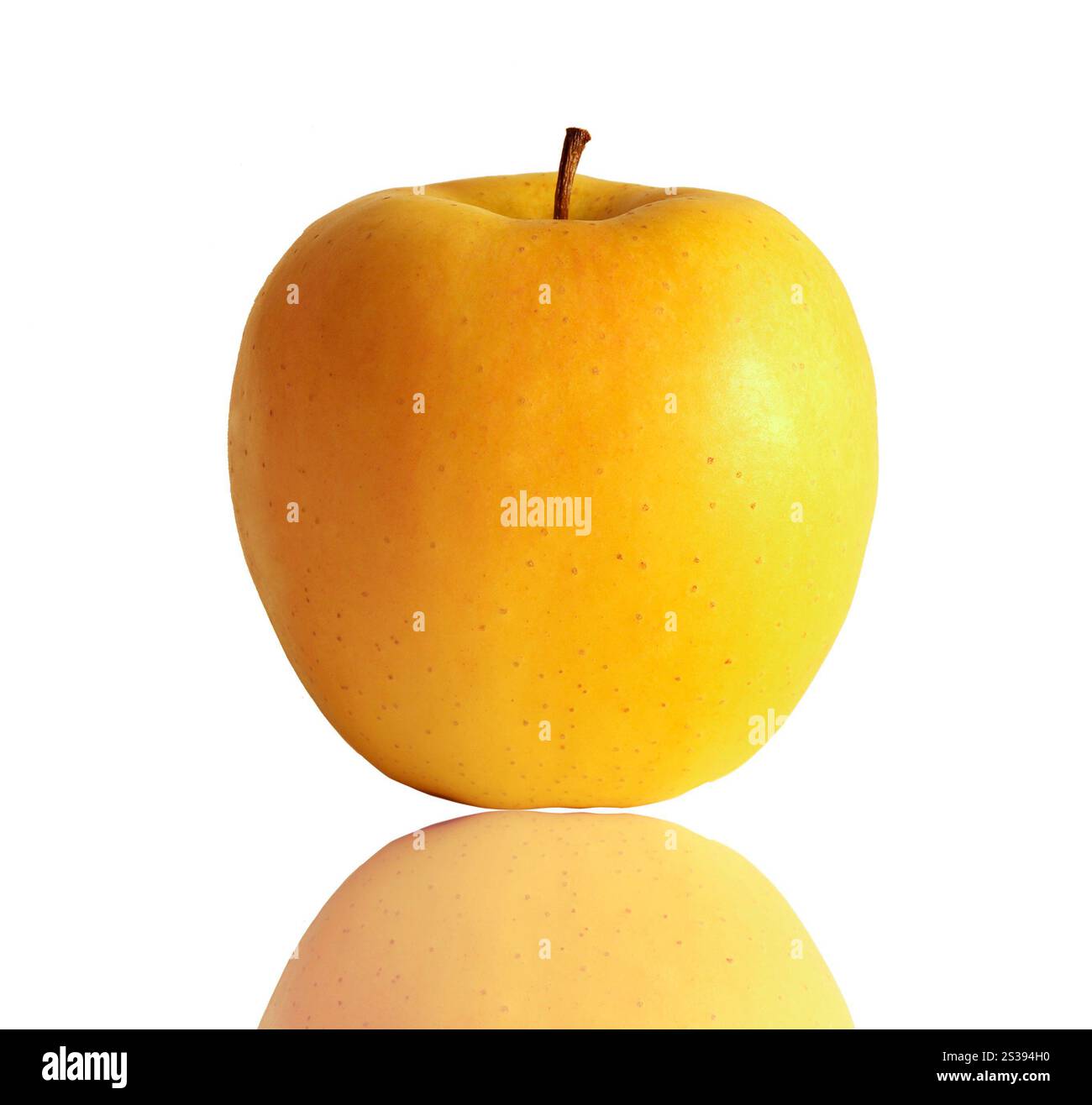 One fresh yellow apple on white background Stock Photo - Alamy