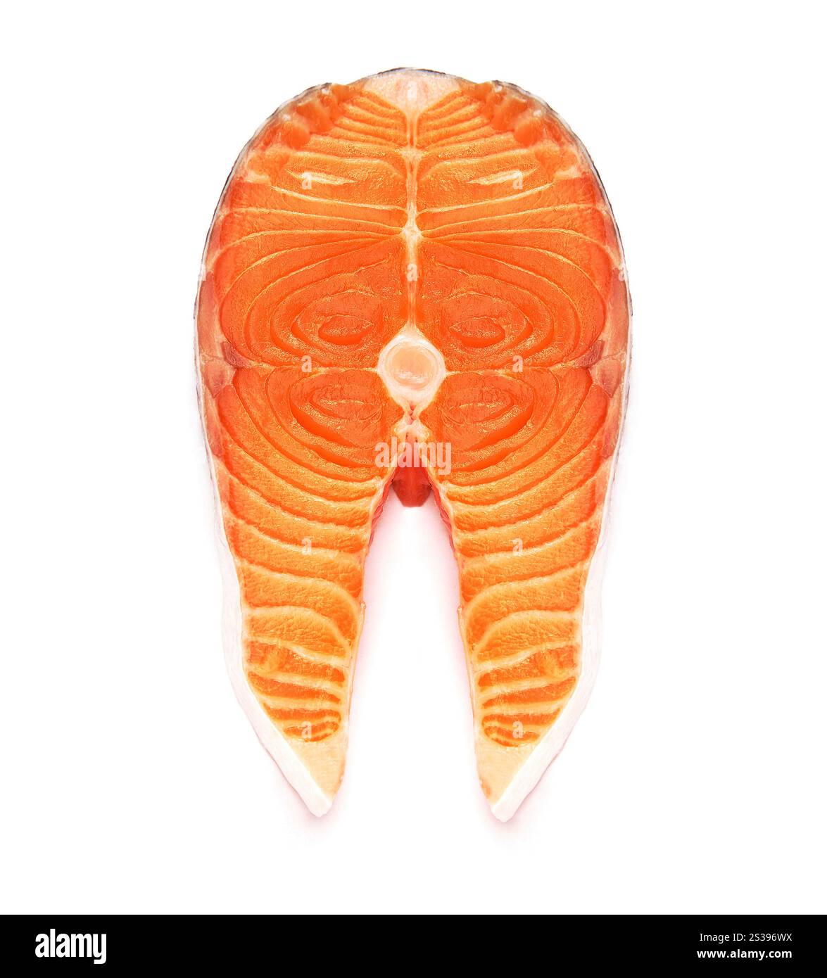 fresh salmon steak on white background Stock Photo - Alamy