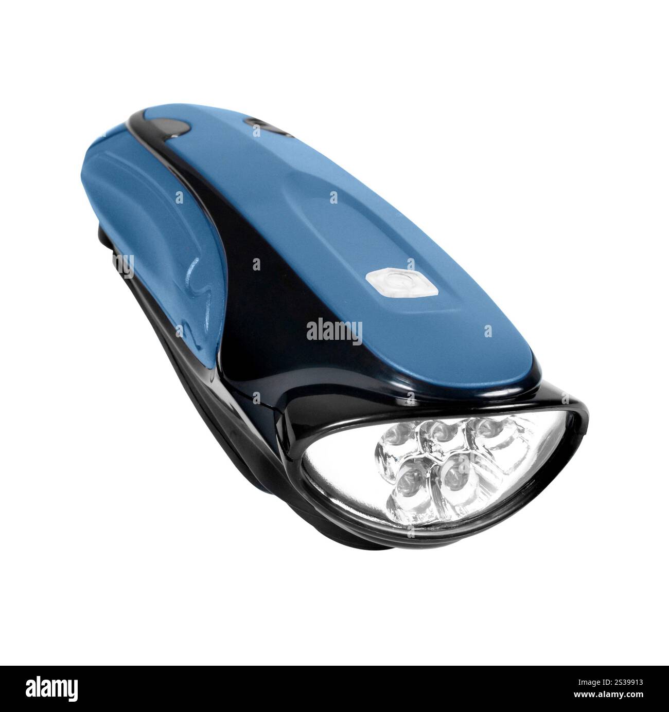 blue Flashlight isolated on white background. blue Flashlight Stock Photo