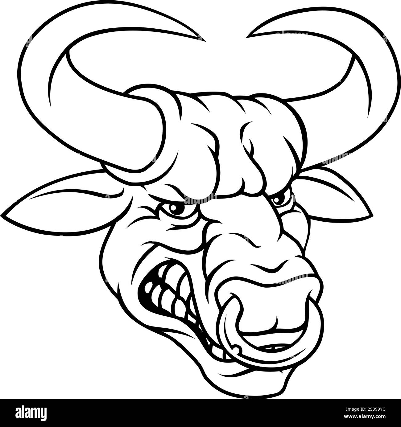 Bull Minotaur Longhorn Monster Cow Mascot Cartoon Stock Vector