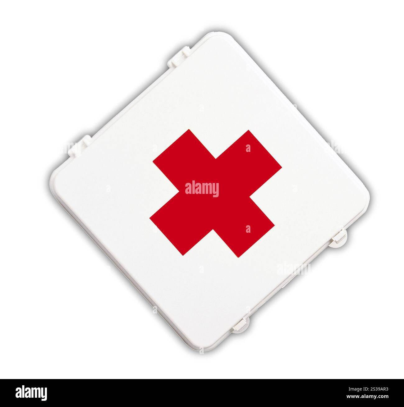 First aid equipment storage box isolated on white background. First aid equipment storage box Stock Photo