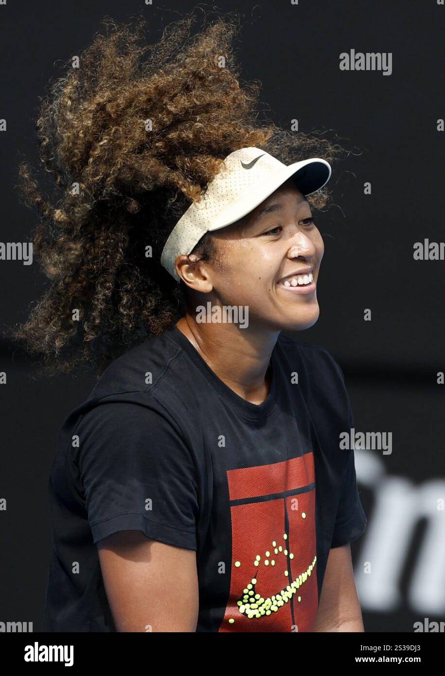 Naomi Osaka of Japan trains in Melbourne on Jan. 9, 2025, ahead of the