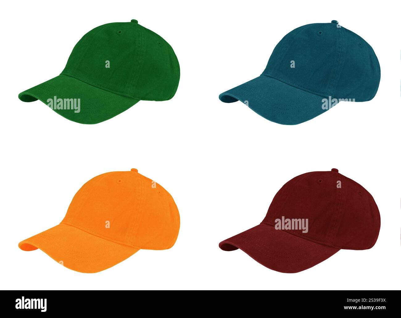 Four caps isolated on white. Four caps Stock Photo