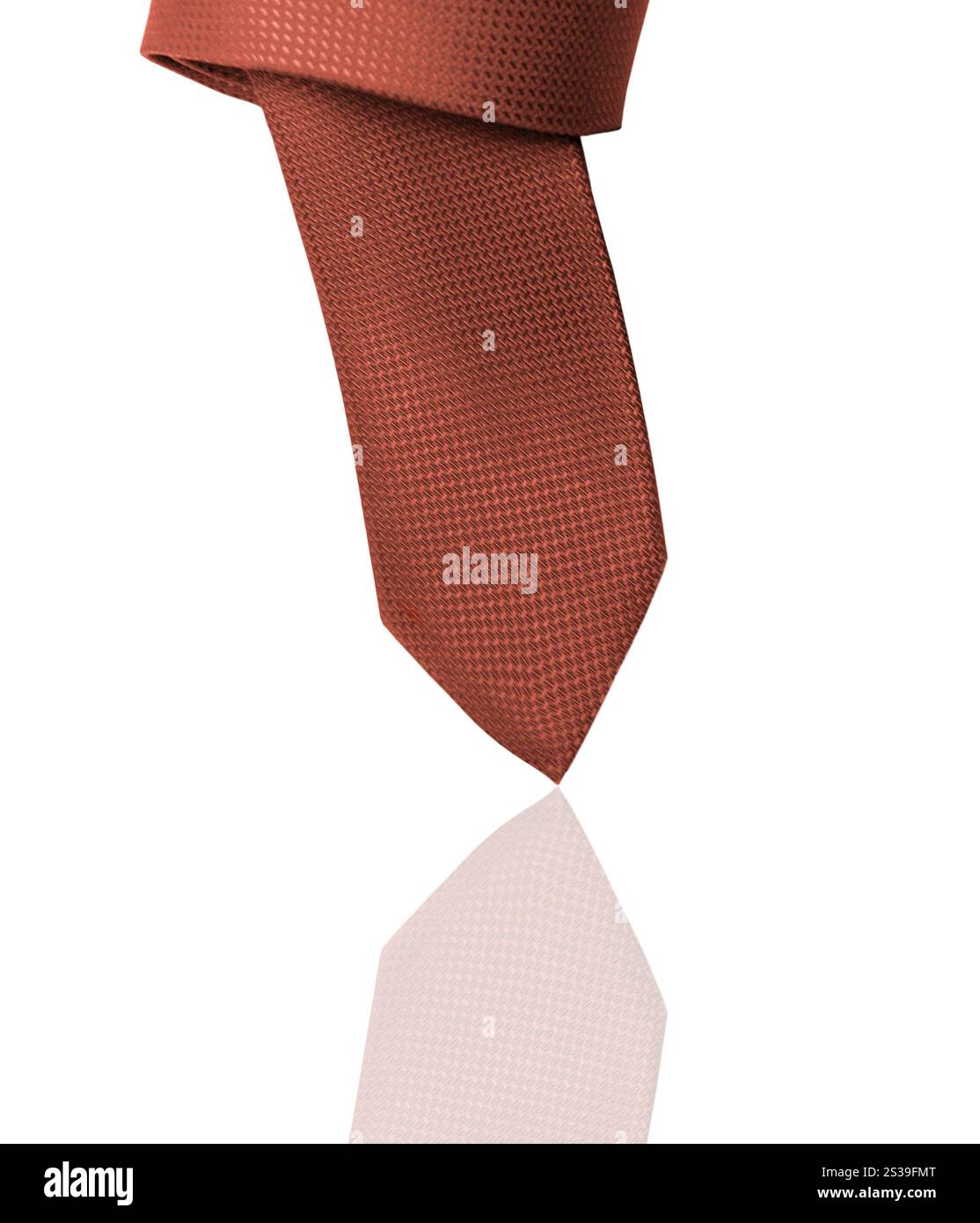 Red tie close up on white background Stock Photo