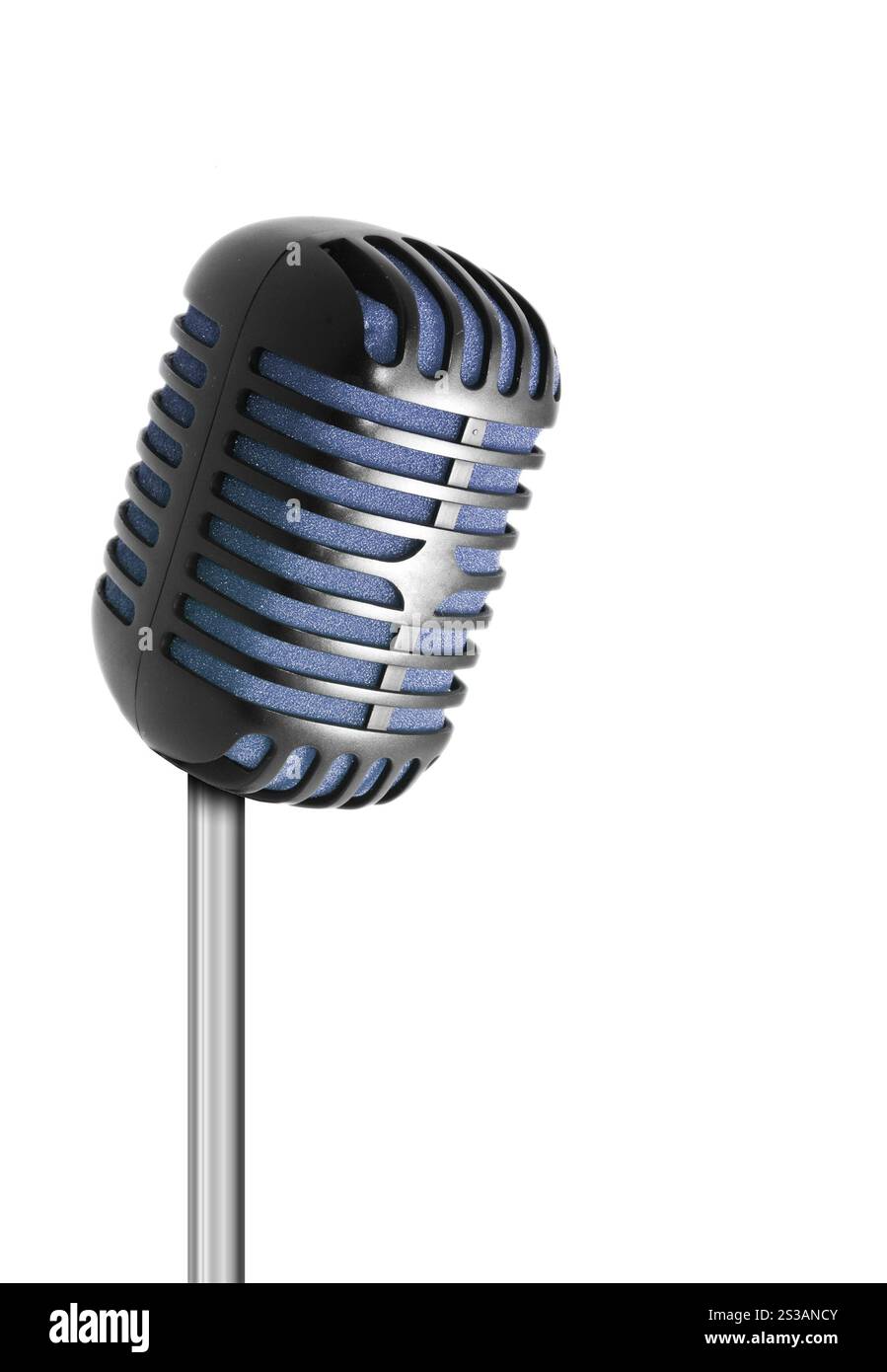 Vintage microphone isolated on white background. Vintage microphone isolated Stock Photo