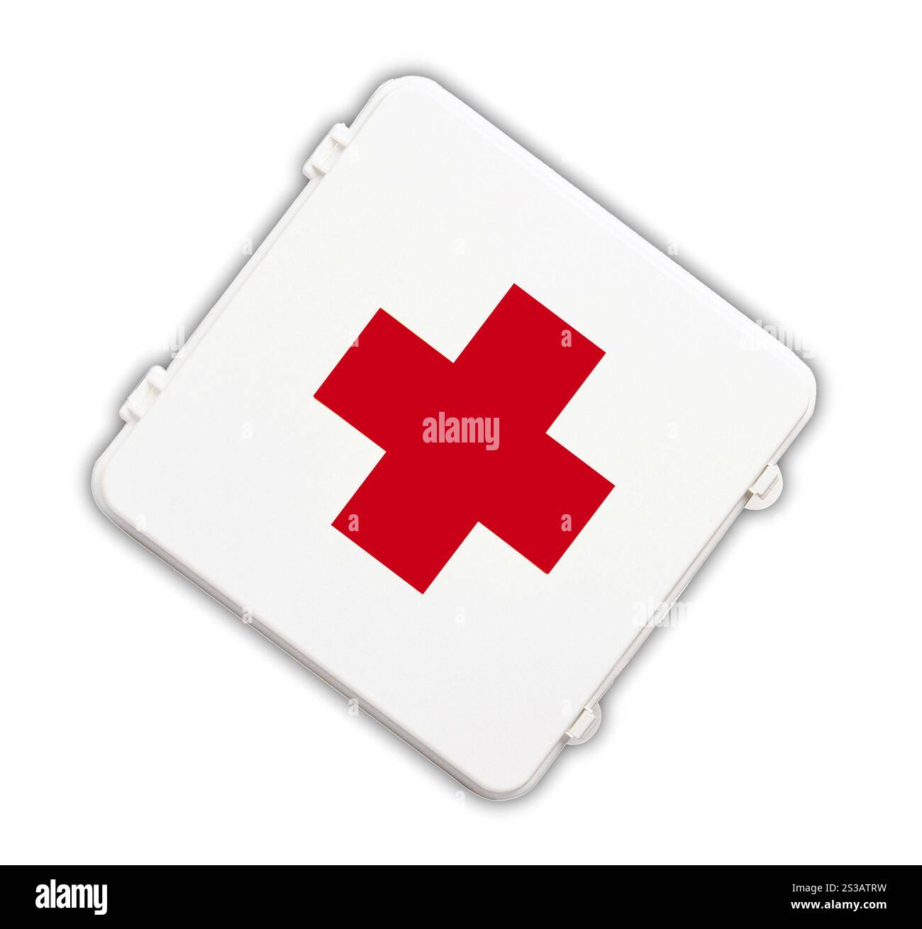 First aid equipment storage box isolated on white background. First aid equipment storage box Stock Photo