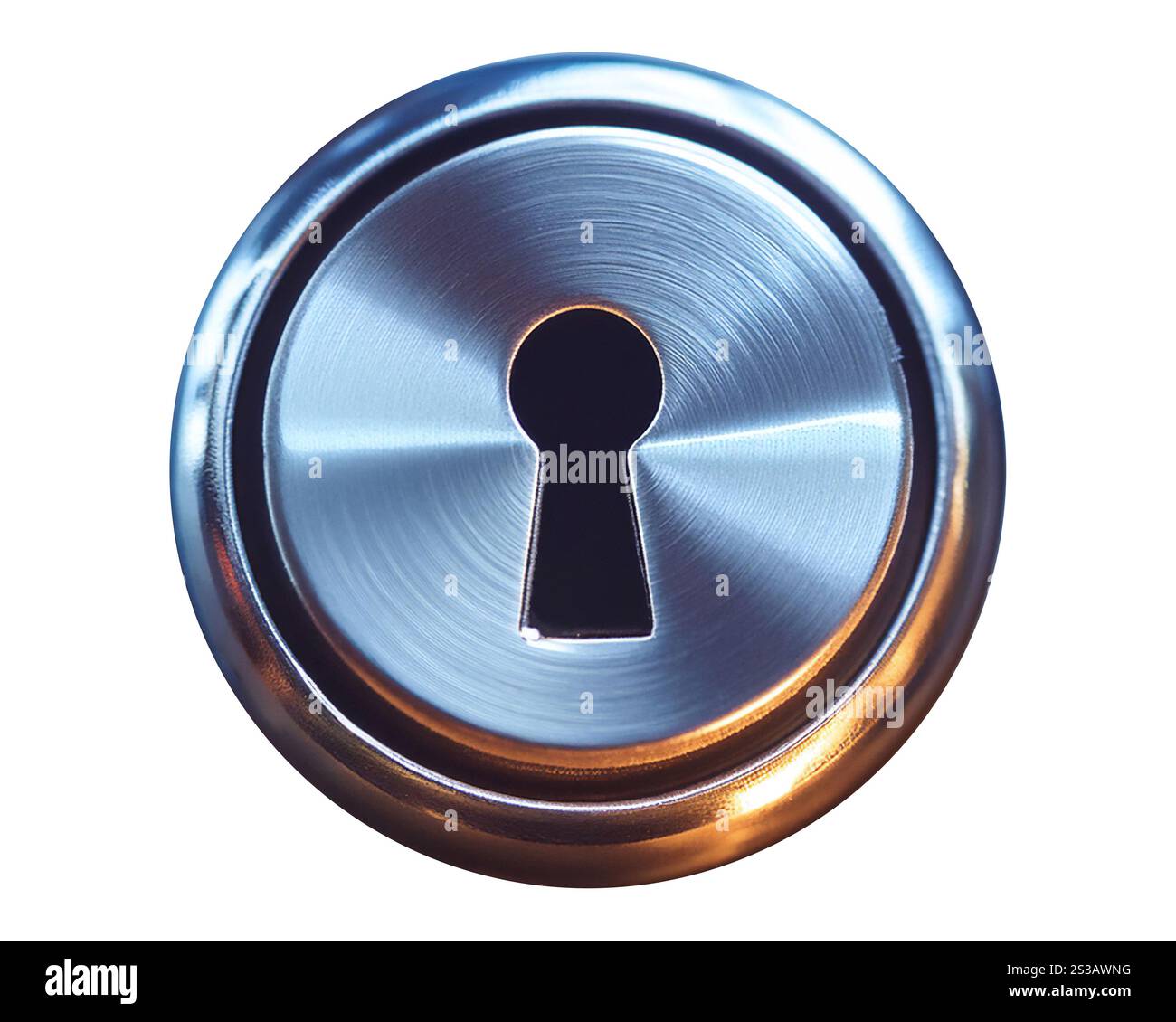 Close up of a keyhole lock representing a hidden secret, emphasizing mystery, security, and the unknown. Keyhole Lock Representing a Hidden Secret Stock Photo