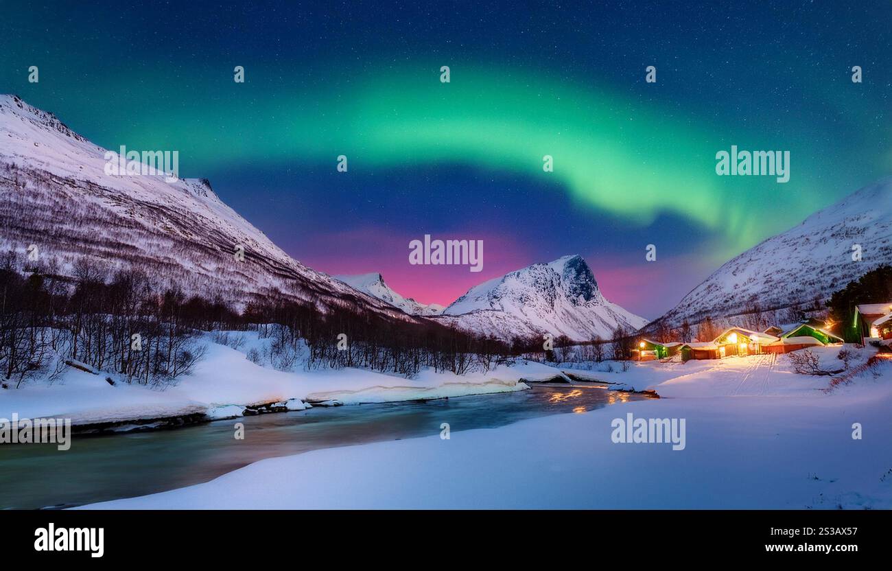 The breathtaking display of the northern lights dances across the night ...