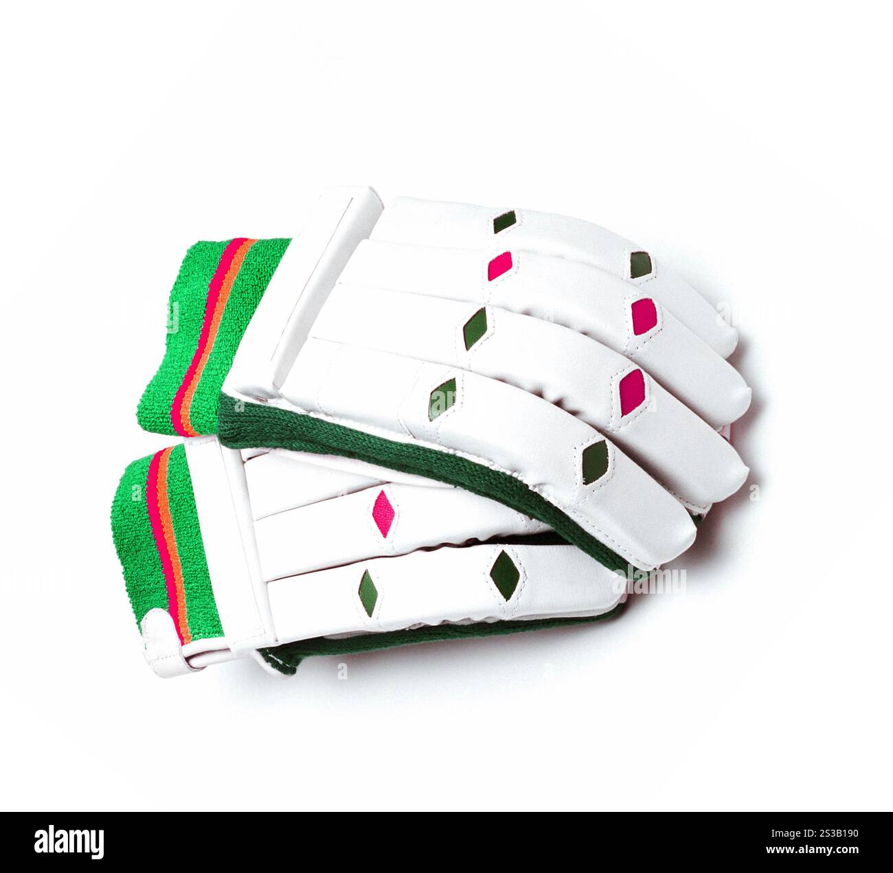 Gloves of the goalkeeper isolated on white background. Gloves of the goalkeeper Stock Photo