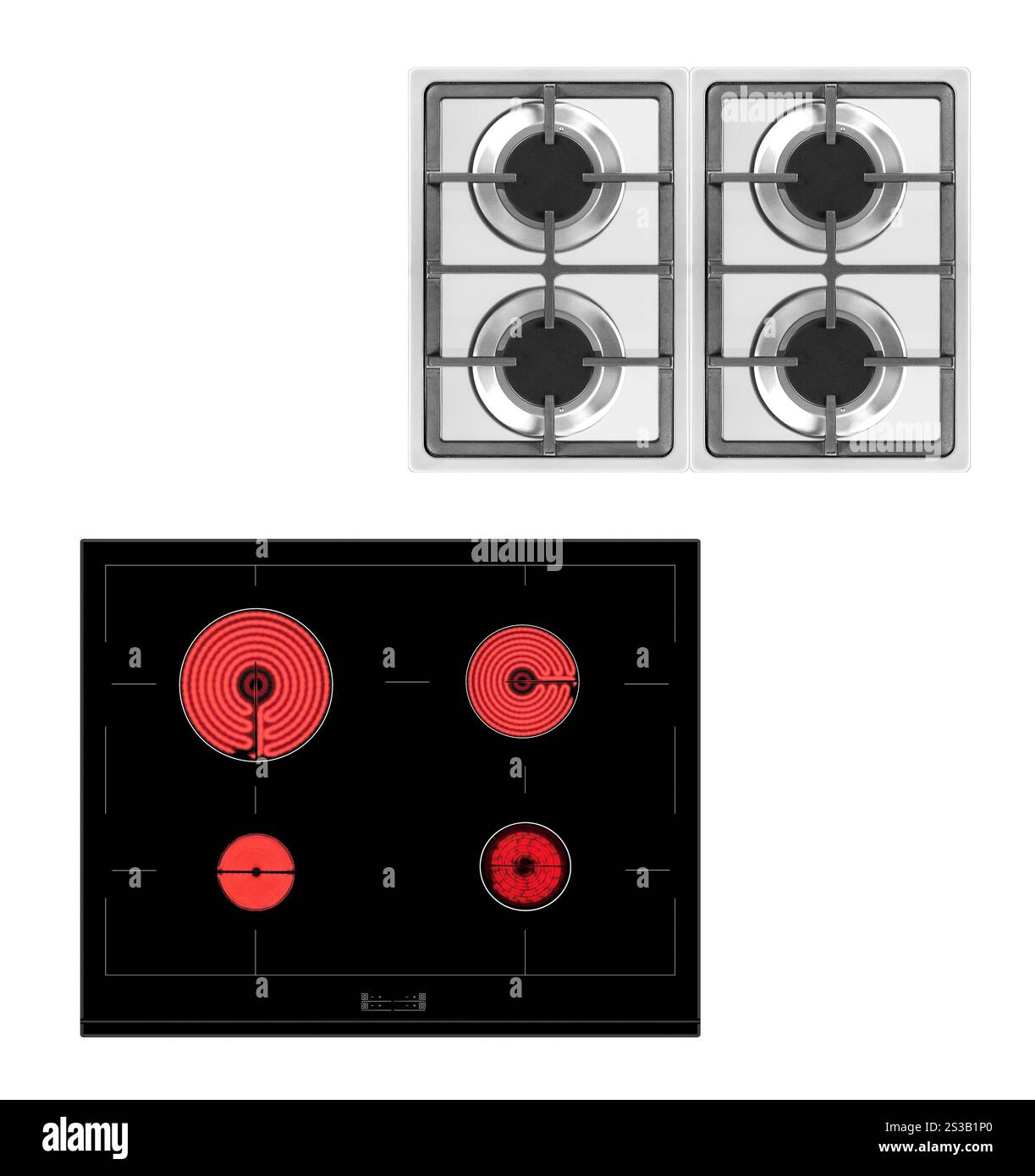electric cooker isolated on white background. electric and gas-cooker Stock Photo