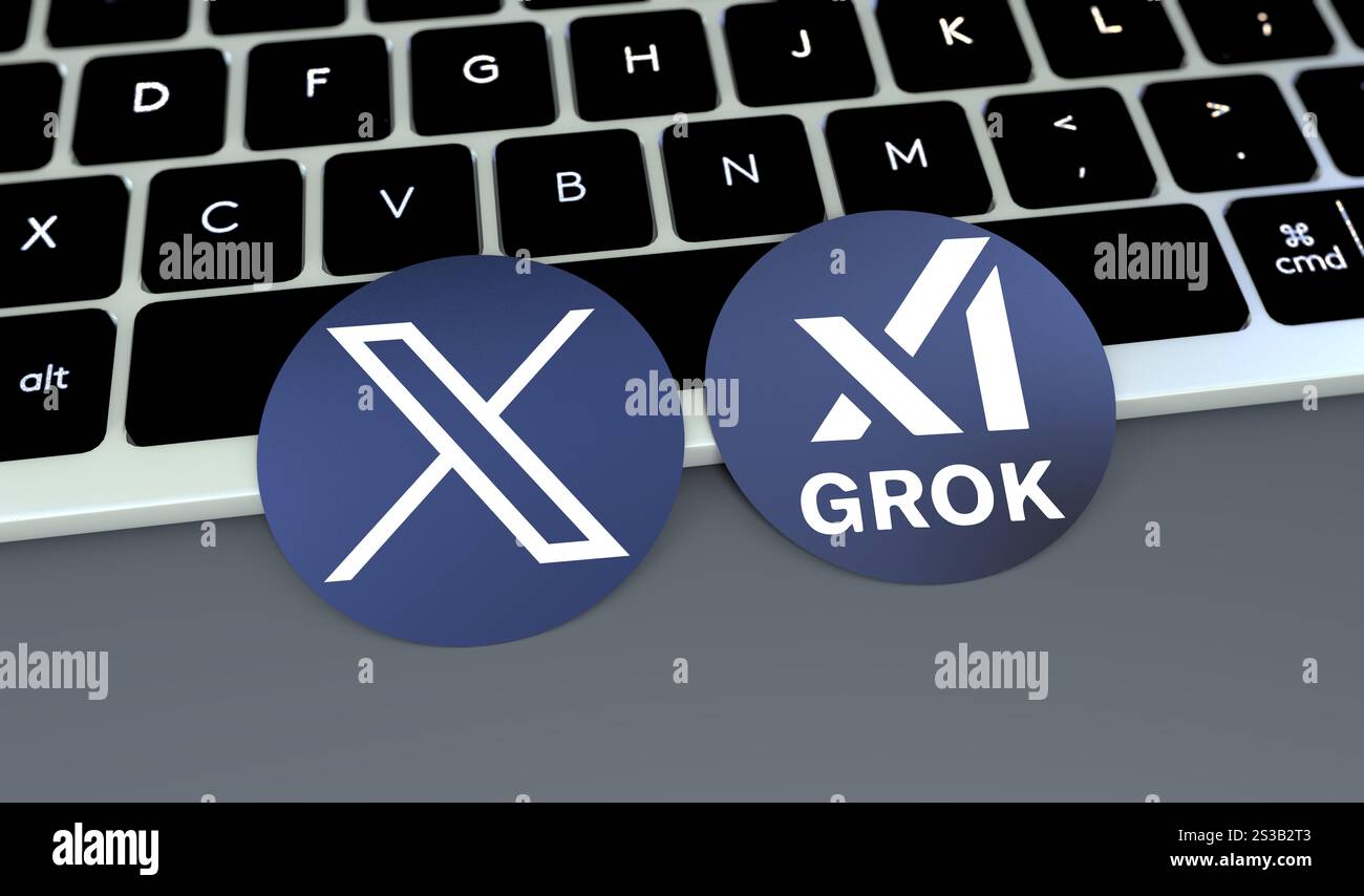 Grok Logo, 3D Visual Logo Design - X Corp.Technology Company Stock