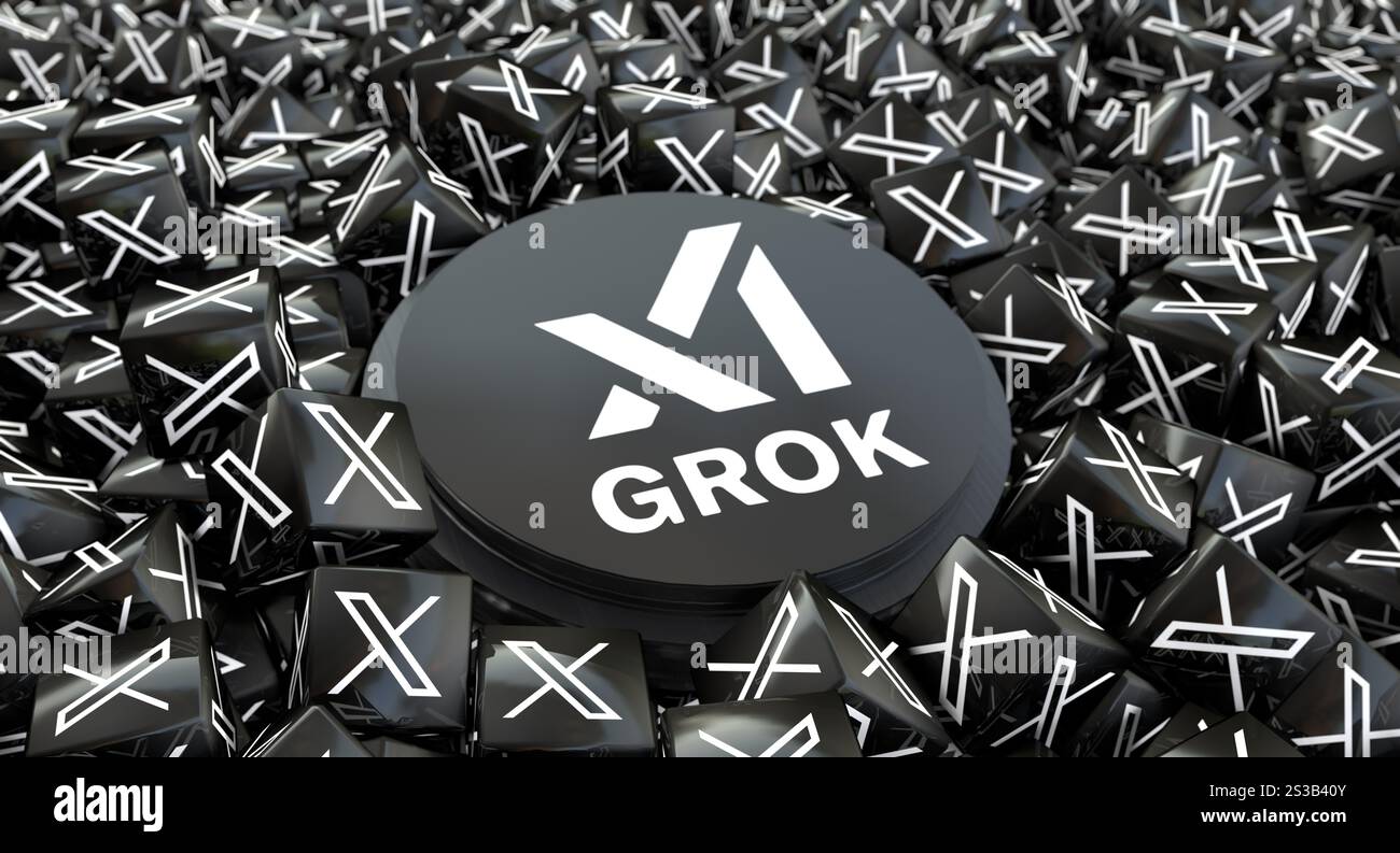 Grok Logo, 3D Visual Logo Design - X Corp.Technology Company Stock