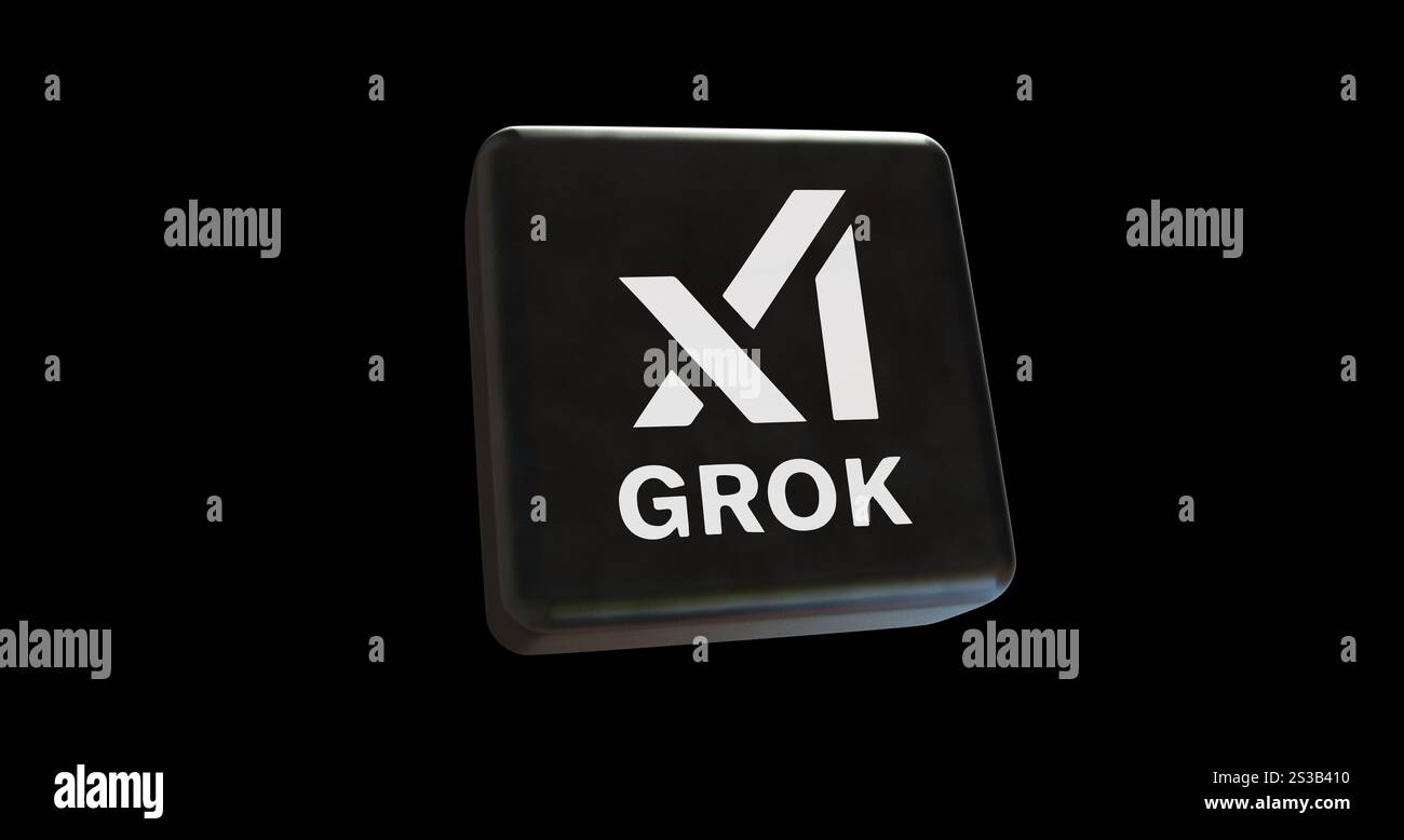 Grok Logo, 3D Visual Logo Design - X Corp.Technology Company Stock