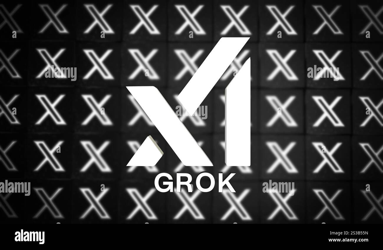 Grok Logo, 3D Visual Logo Design - X Corp.Technology Company Stock