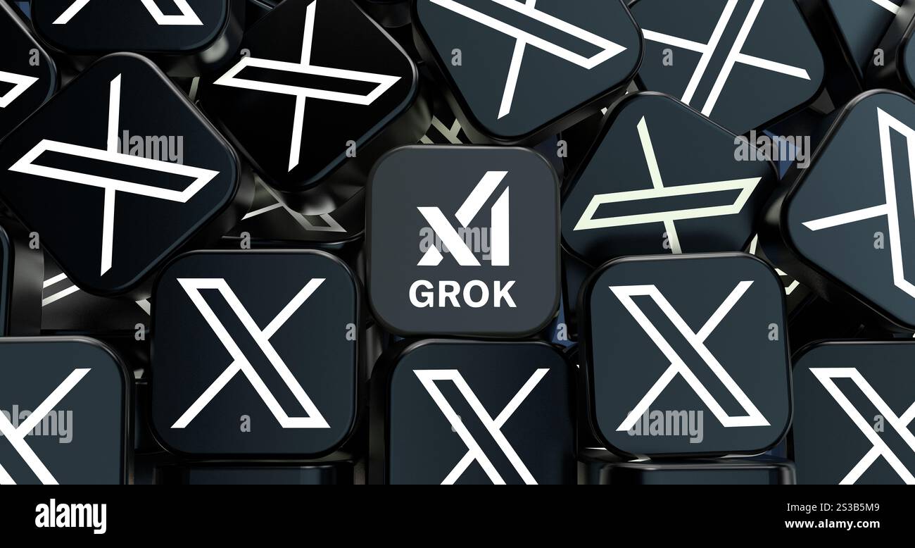 Grok Logo, 3D Visual Logo Design - X Corp.Technology Company Stock