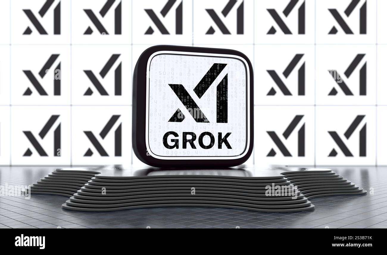 Grok Logo, 3D Visual Logo Design - X Corp.Technology Company Stock