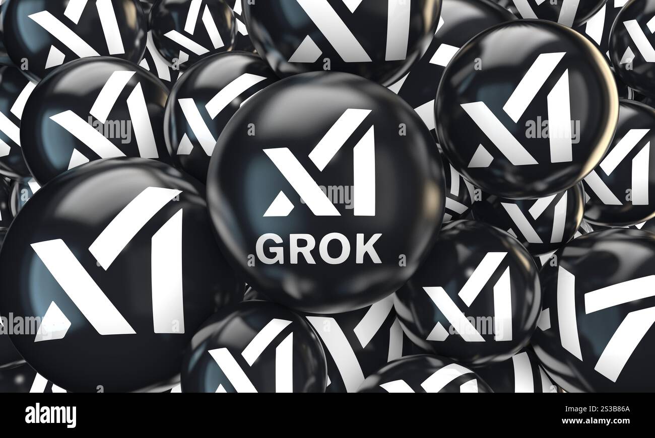 Grok Logo, 3D Visual Logo Design - X Corp.Technology Company Stock