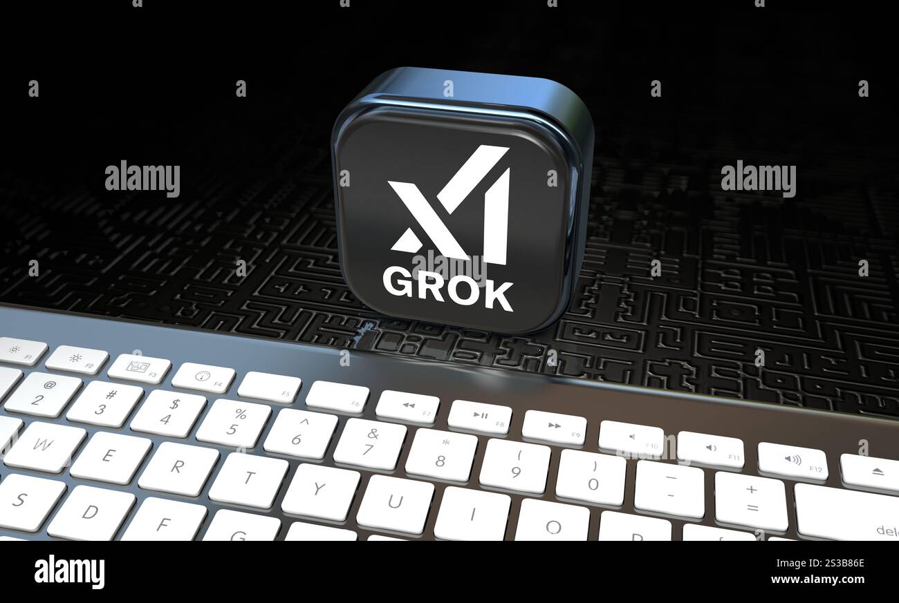 Grok Logo, 3D Visual Logo Design - X Corp.Technology Company Stock