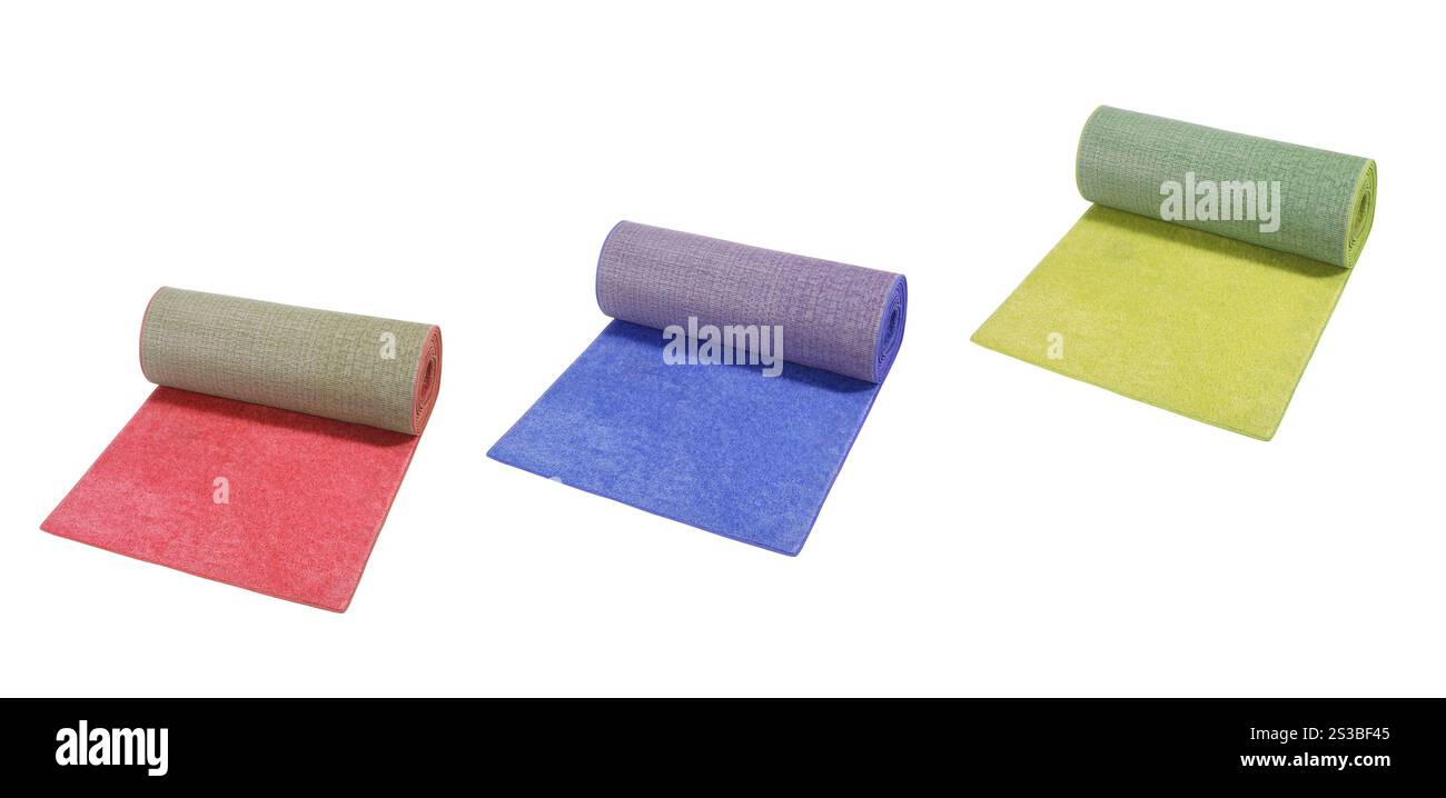 Artificial rolled grass isolated on white background. Artificial rolled grass, isolated on white Stock Photo
