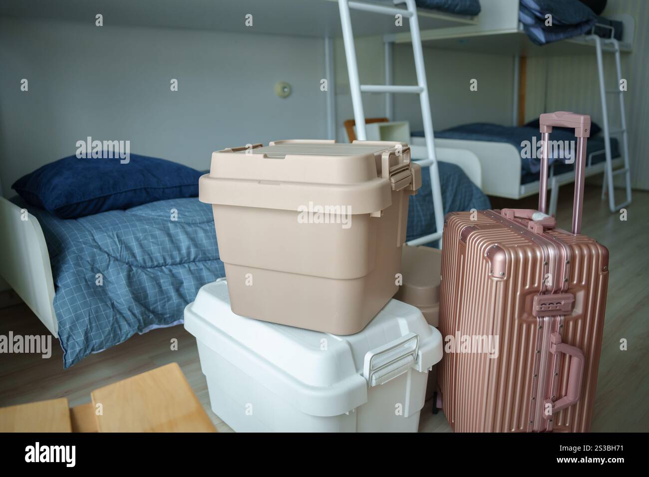 household stuff in room preparing to move. Stock Photo