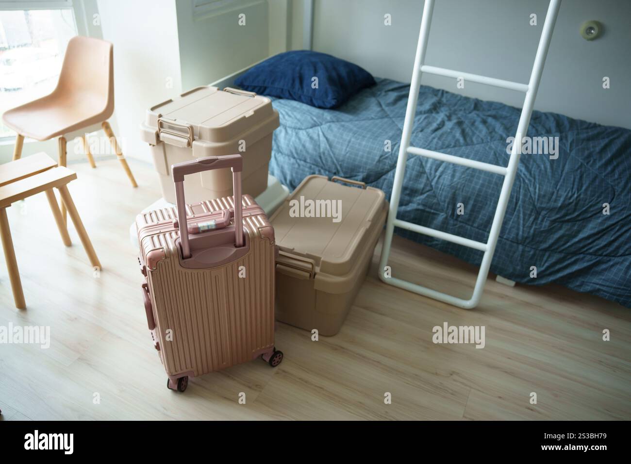 household stuff in room preparing to move. Stock Photo