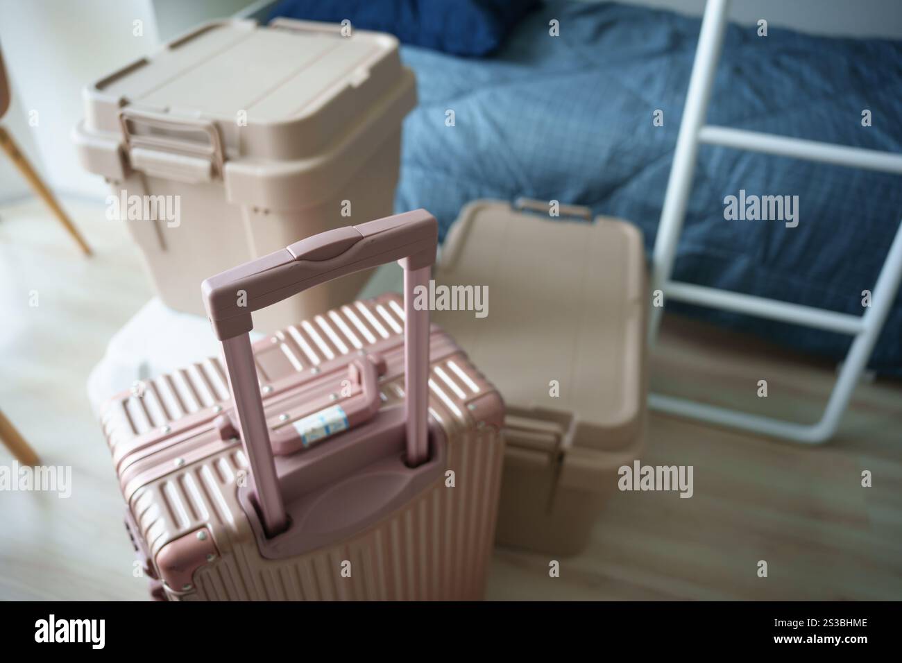 household stuff in room preparing to move. Stock Photo