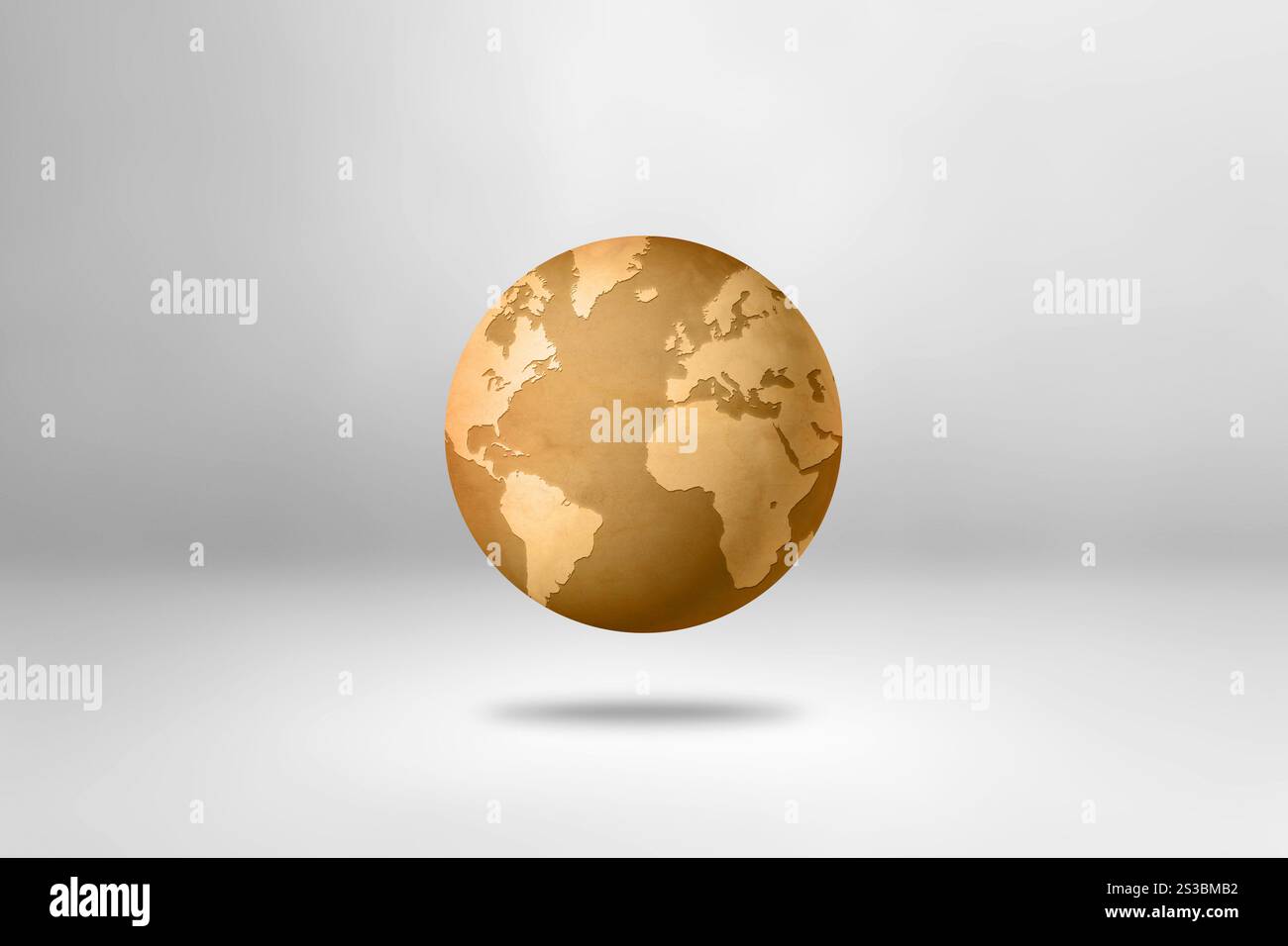 Old paper world globe isolated on white background. 3D illustration ...