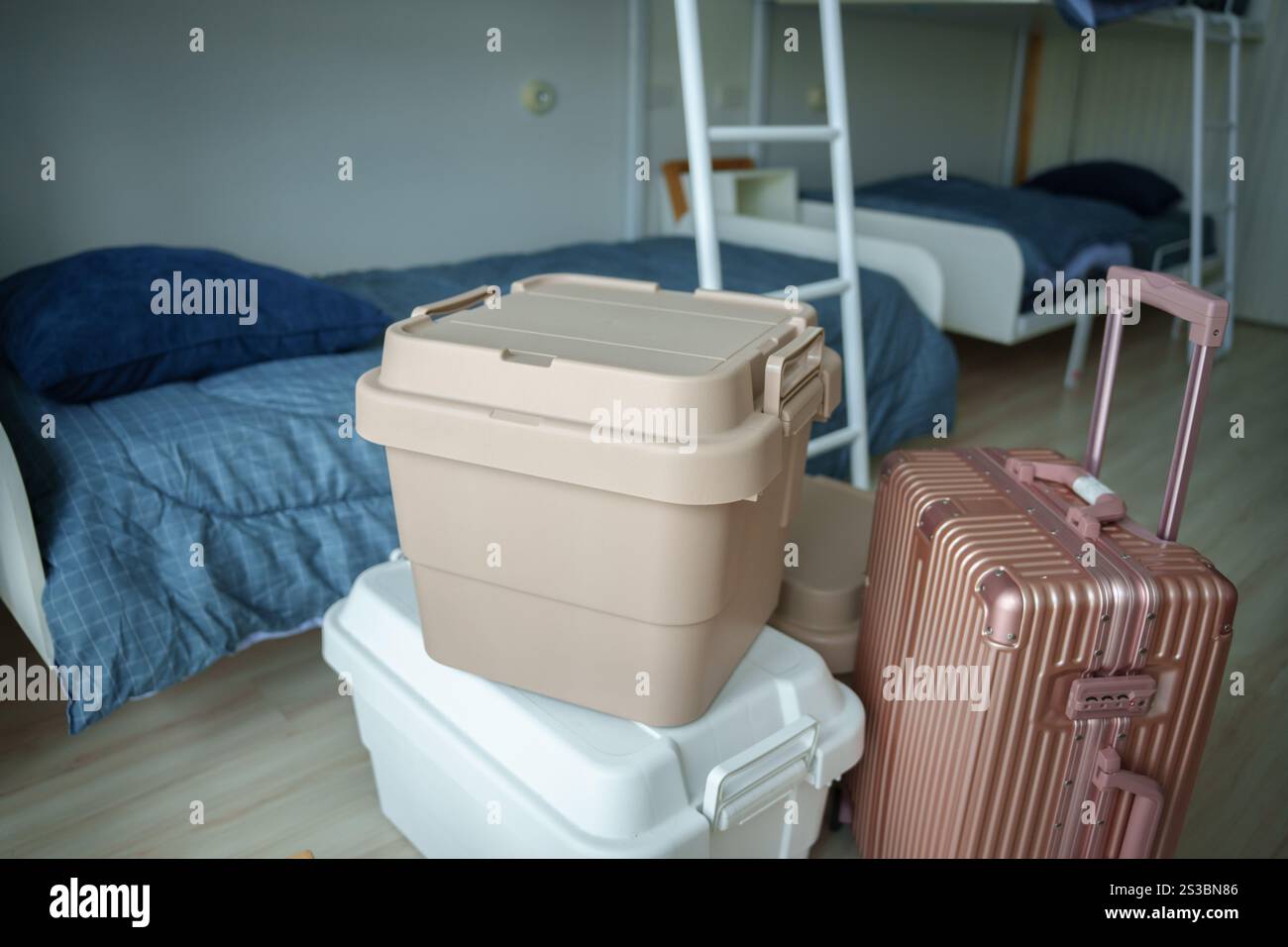 household stuff in room preparing to move. Stock Photo