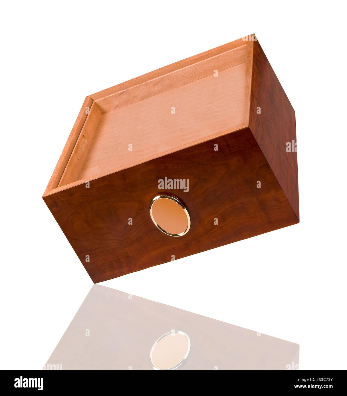Opened empty humidor isolated on white background. Opened empty humidor ...