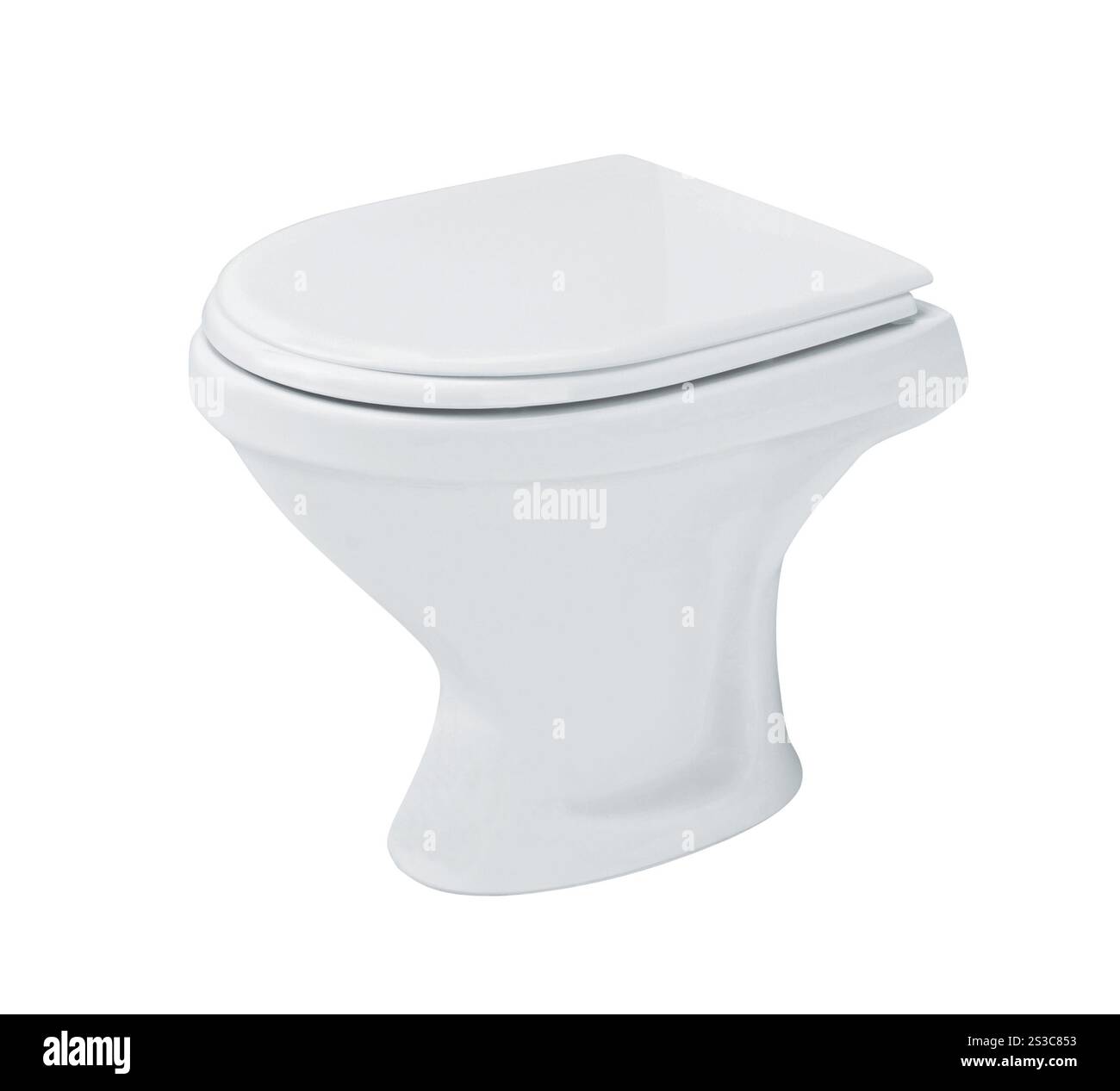 White toilet bowl isolated on white Stock Photo - Alamy