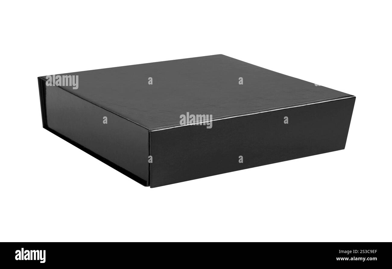 Black square carton box isolated on white background Stock Photo