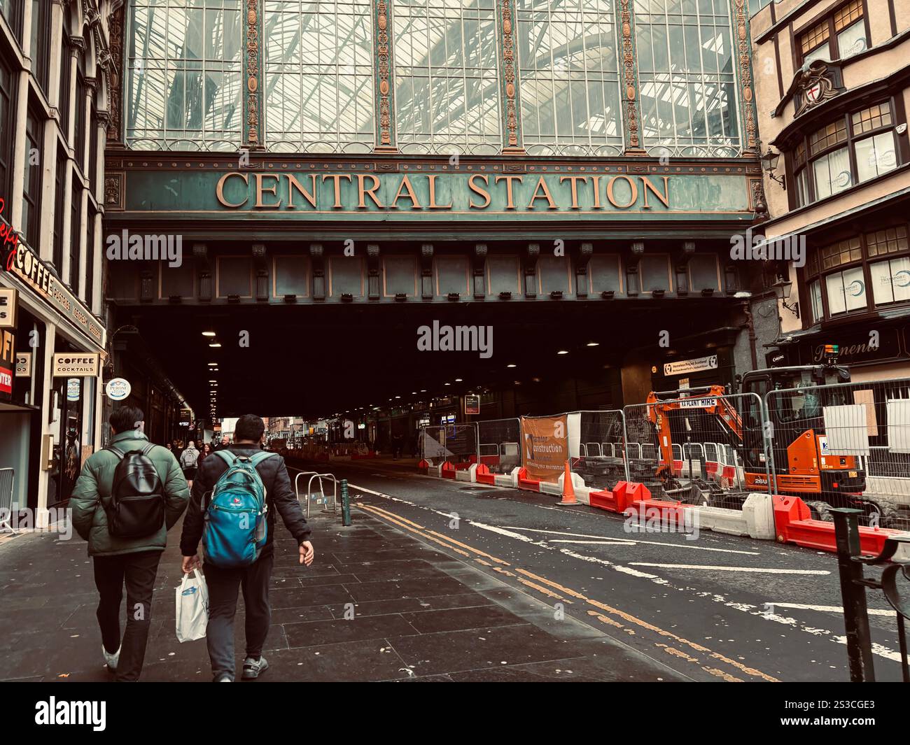 A view of Glasgow Central Station with the iconic Hielanman's Umbrella overhead. - Smartphone Captured Stock Image