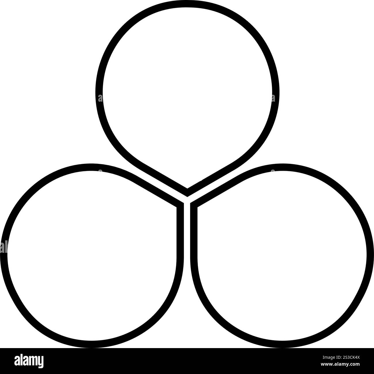 Flower diagram divided into three equal sections. Floral chart with 3 petals isolated on white background. Template for data presentation. Vector graphic illustration. Stock Vector