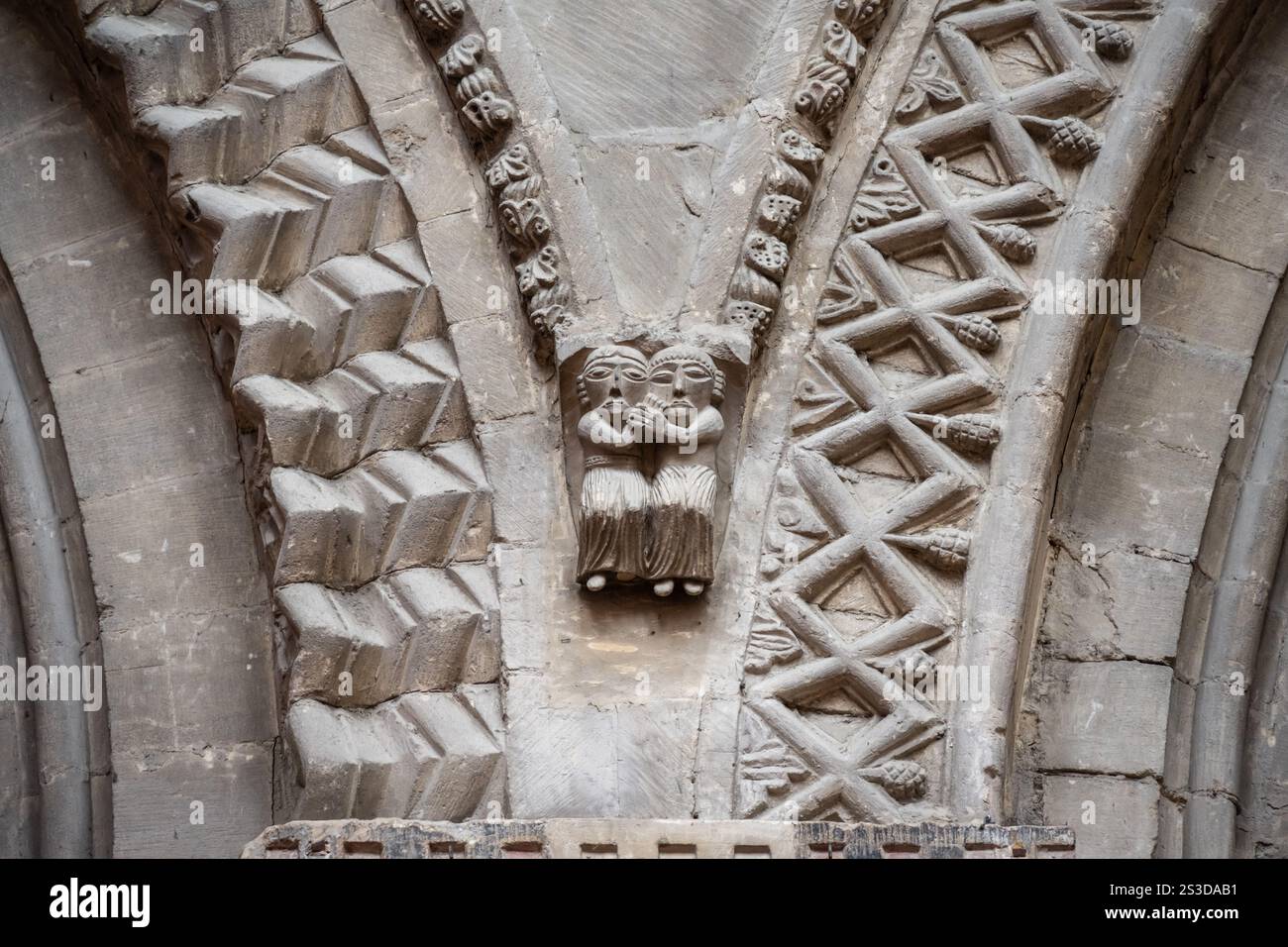 Bayeux Lovers, Norman Nave Decoration, Bayeux Cathedral, Normandy, France Stock Photo