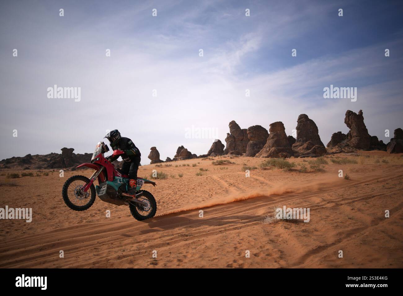 Rider Abdulhalim Almogheer competes during the fifth stage of the Dakar ...