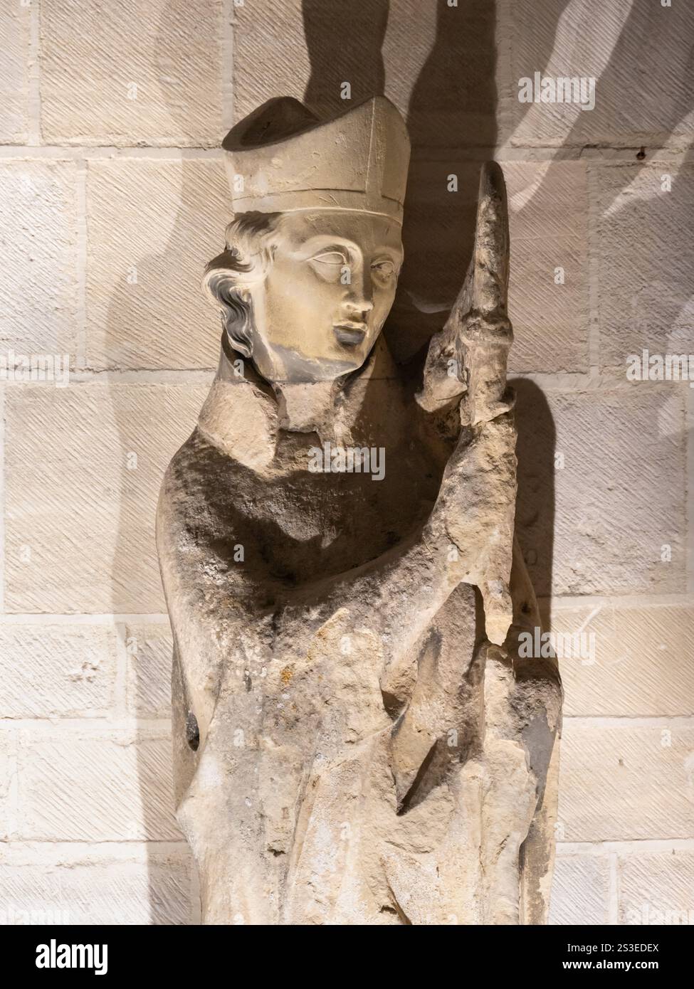 Bishop sculpture, Bayeux Cathedral, Normandy, France Stock Photo