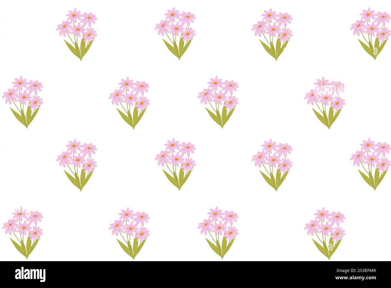 Seamless pattern of pink spring blossoms on white background. Stock Vector