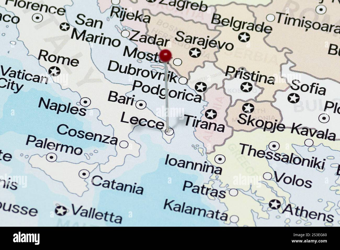 Close up lecce italy map hi-res stock photography and images - Alamy, image size:1300x956