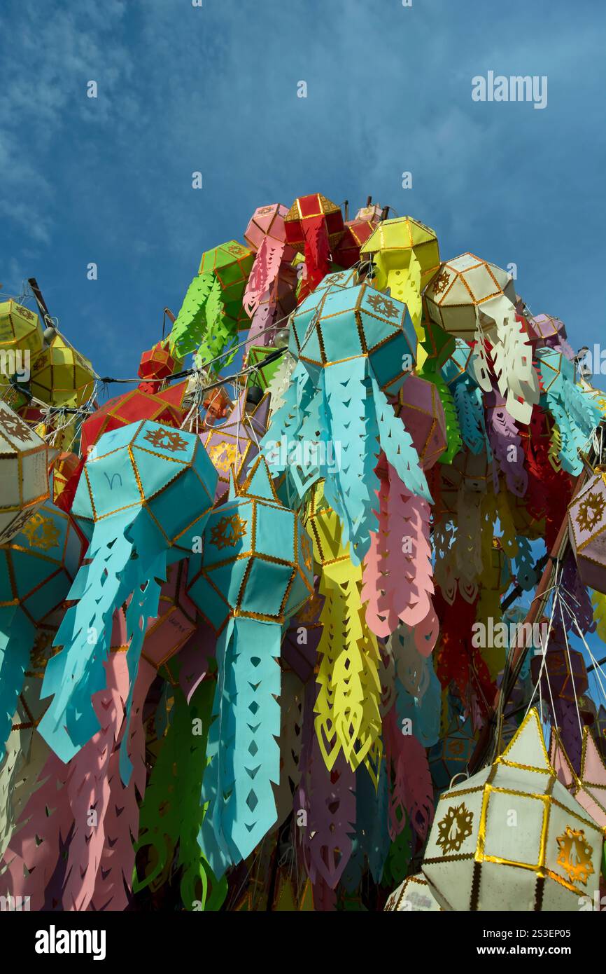 decorations for the yi peng lantern festival, in lampang, northern thailand Stock Photo
