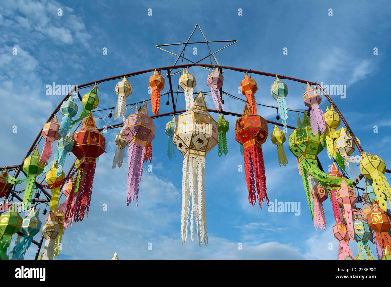 decorations for the yi peng lantern festival, in lampang, northern thailand Stock Photo