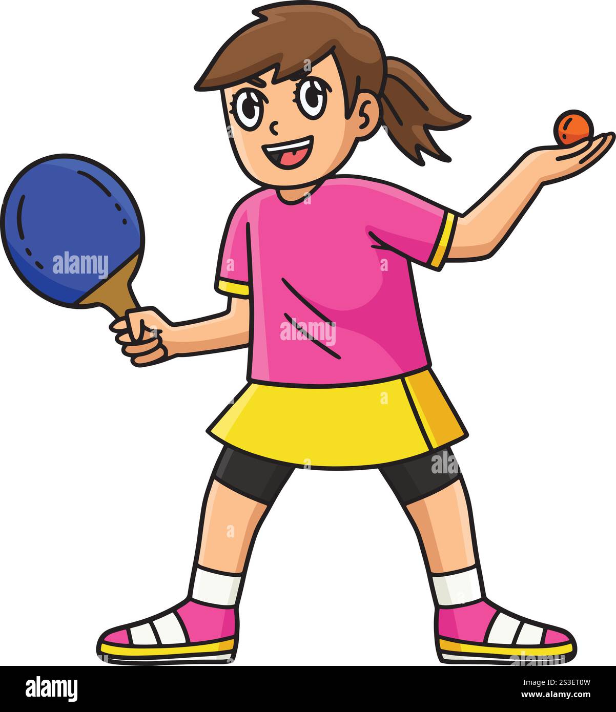 Female Table Tennis Player Ready to Serve Clipart Stock Vector Image ...