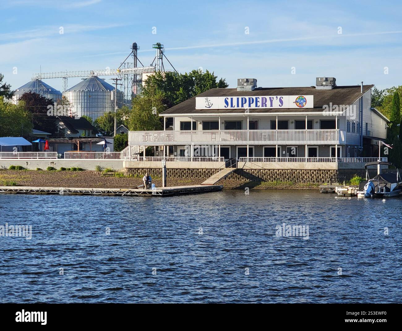 Slippery's Bar and Grill, Wabasha, Minnesota. Featured in the movie Grumpy Old Men. - Smartphone Captured Stock Image