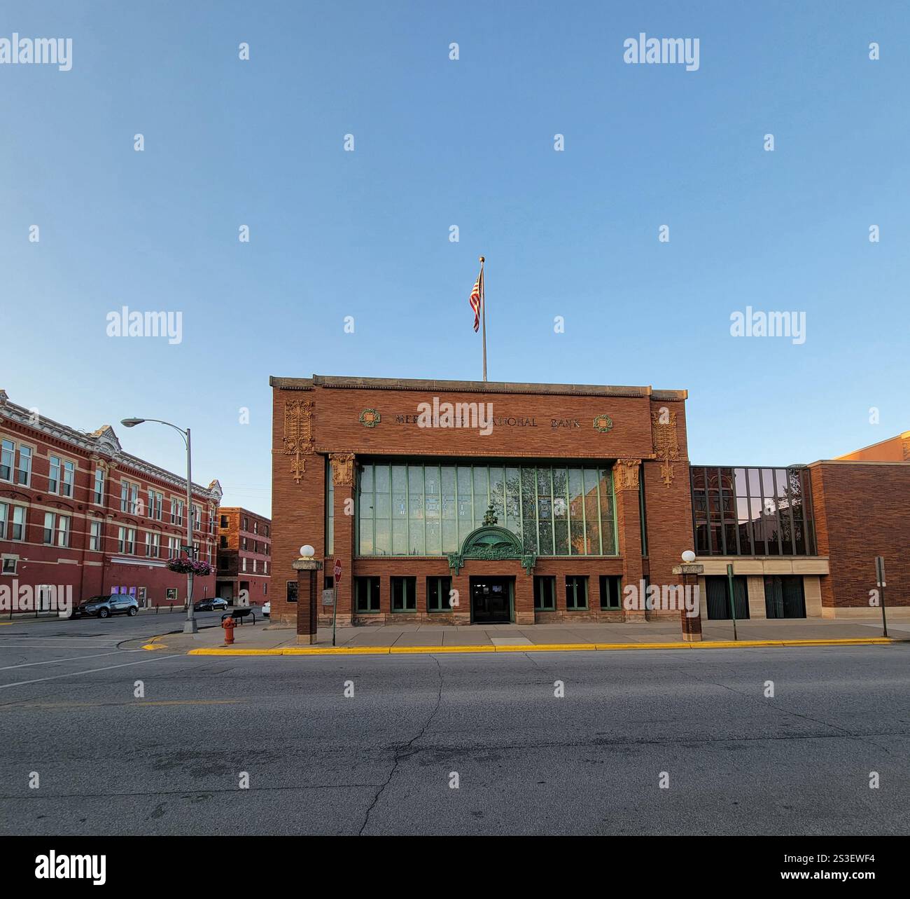 Merchants National Bank building, Winona, Minnesota. Representative of the Prairie School architectural style. - Smartphone Captured Stock Image